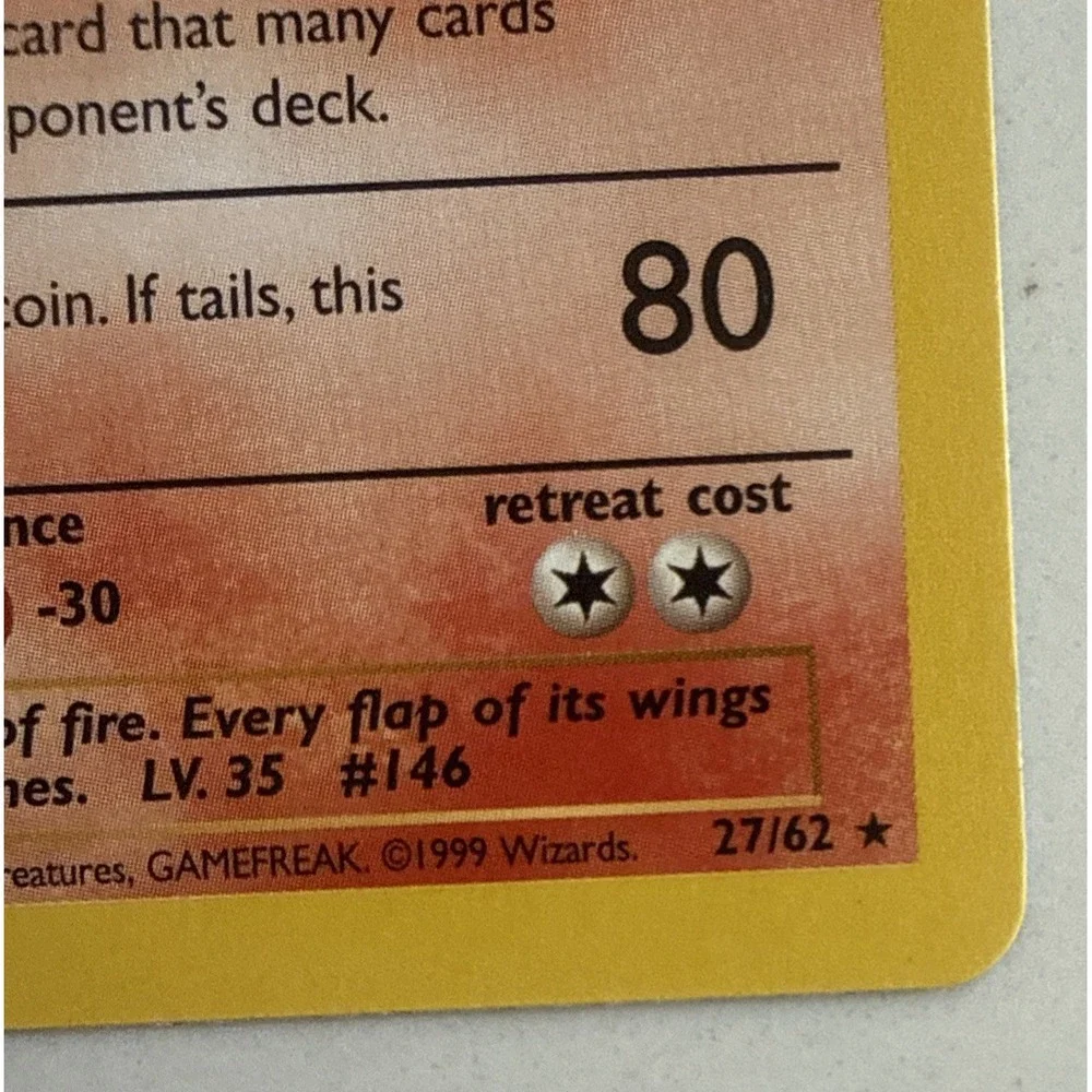 Pokemon Fossil Moltres 27/62 1st Edition Rare Non-Holo Vintage LP+ 1999